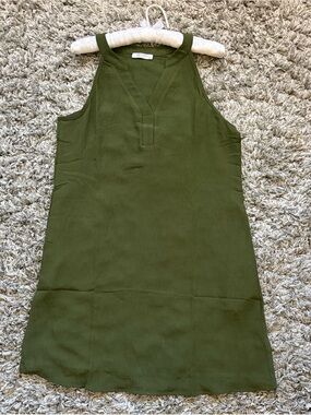 Sleeveless Summer Green Beach Coverup Dress, Knee Length With Pockets Size M